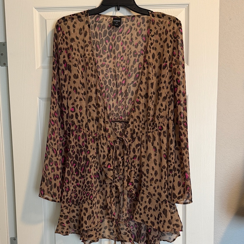 Leopard Print Sheer Blouse